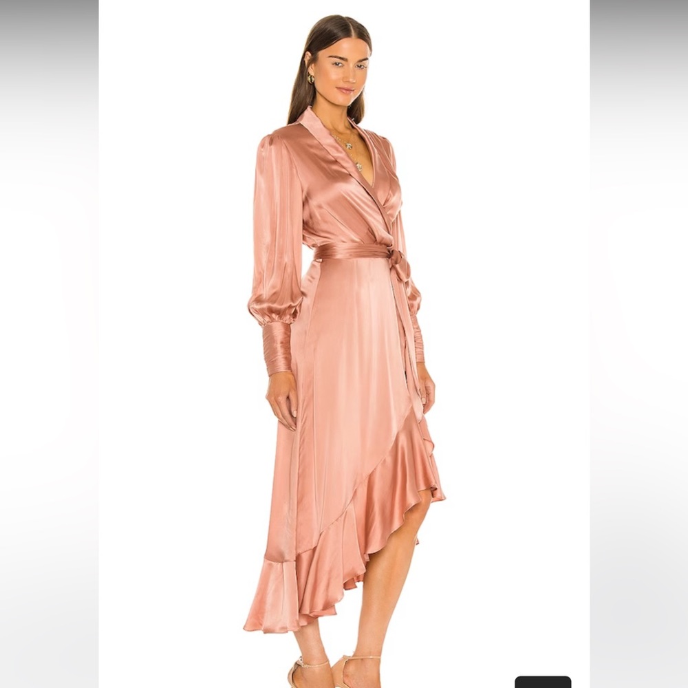Zimmermann Silk Wrap Midi Dress in Lipstick, Size 1, never worn